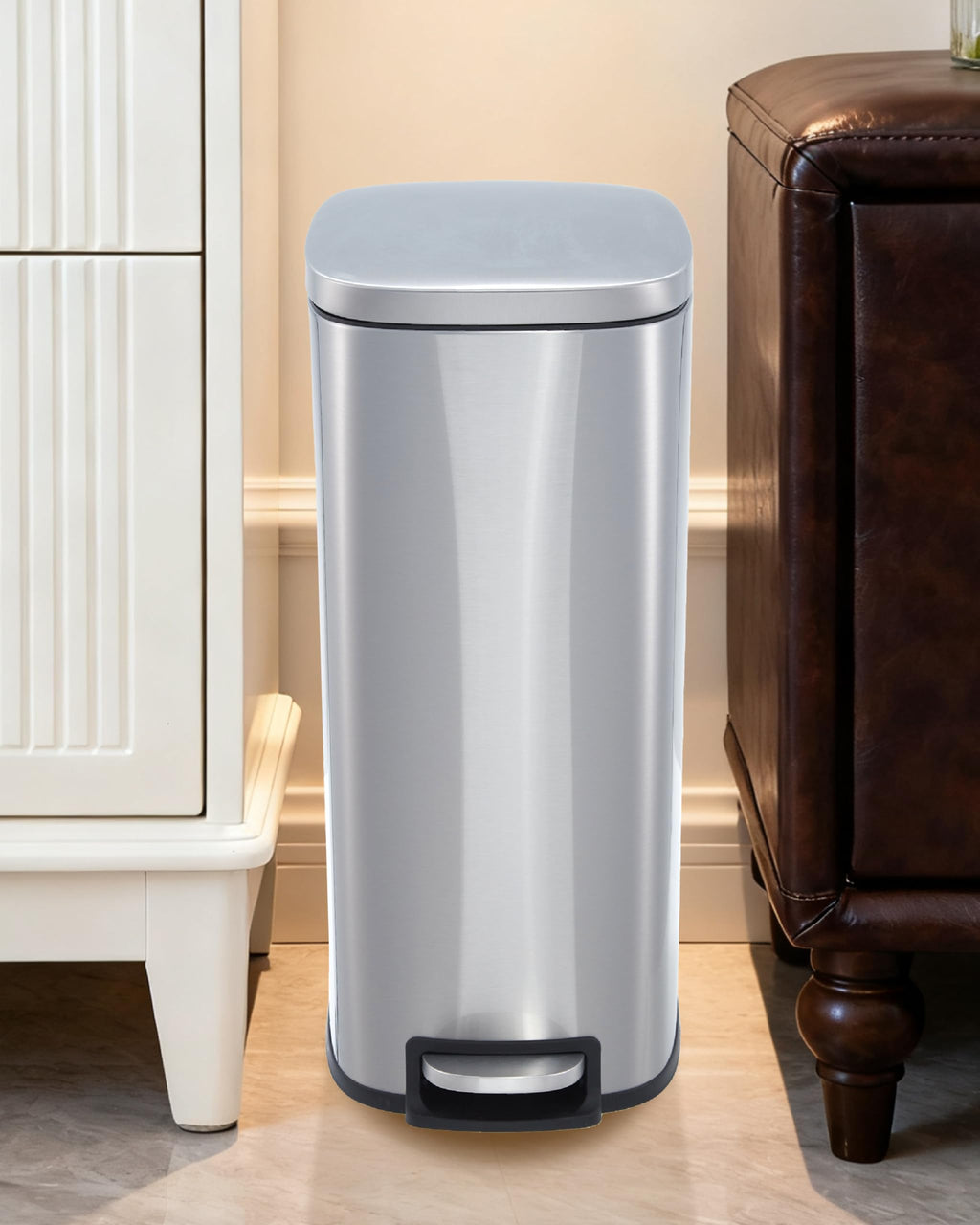 50L Stainless Steel Step Trash Can with Lid C6828