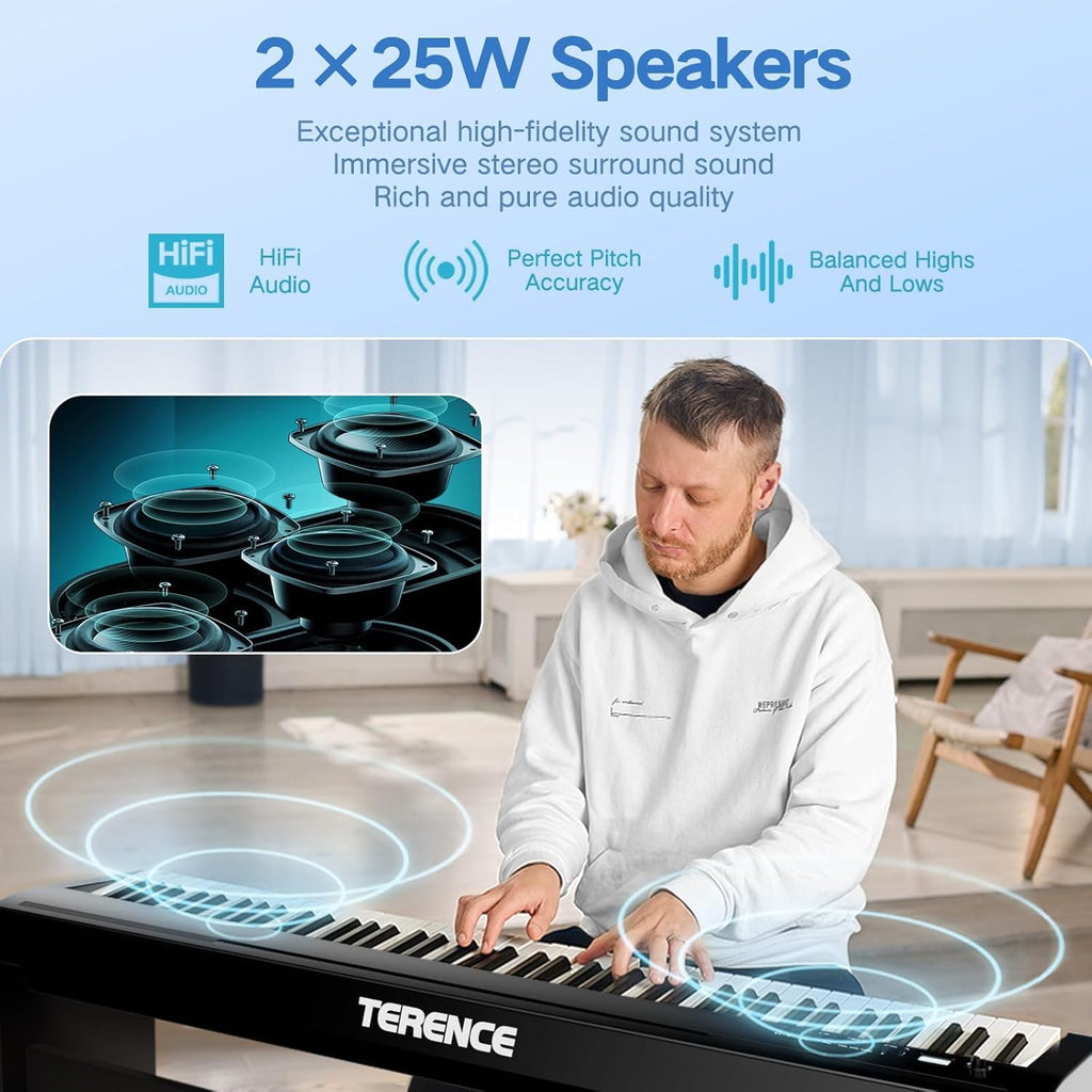 88 Key Weighted Digital Piano Keyboard with Bluetooth MIDI A1621