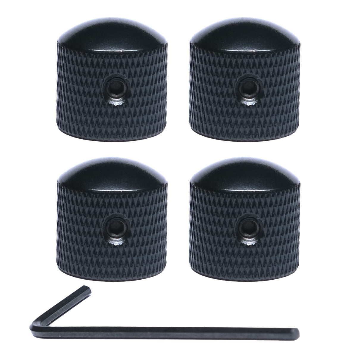 4 Pcs Metal Dome Tone Guitar Control Knobs with Allen Keys Screws Set Black R38341
