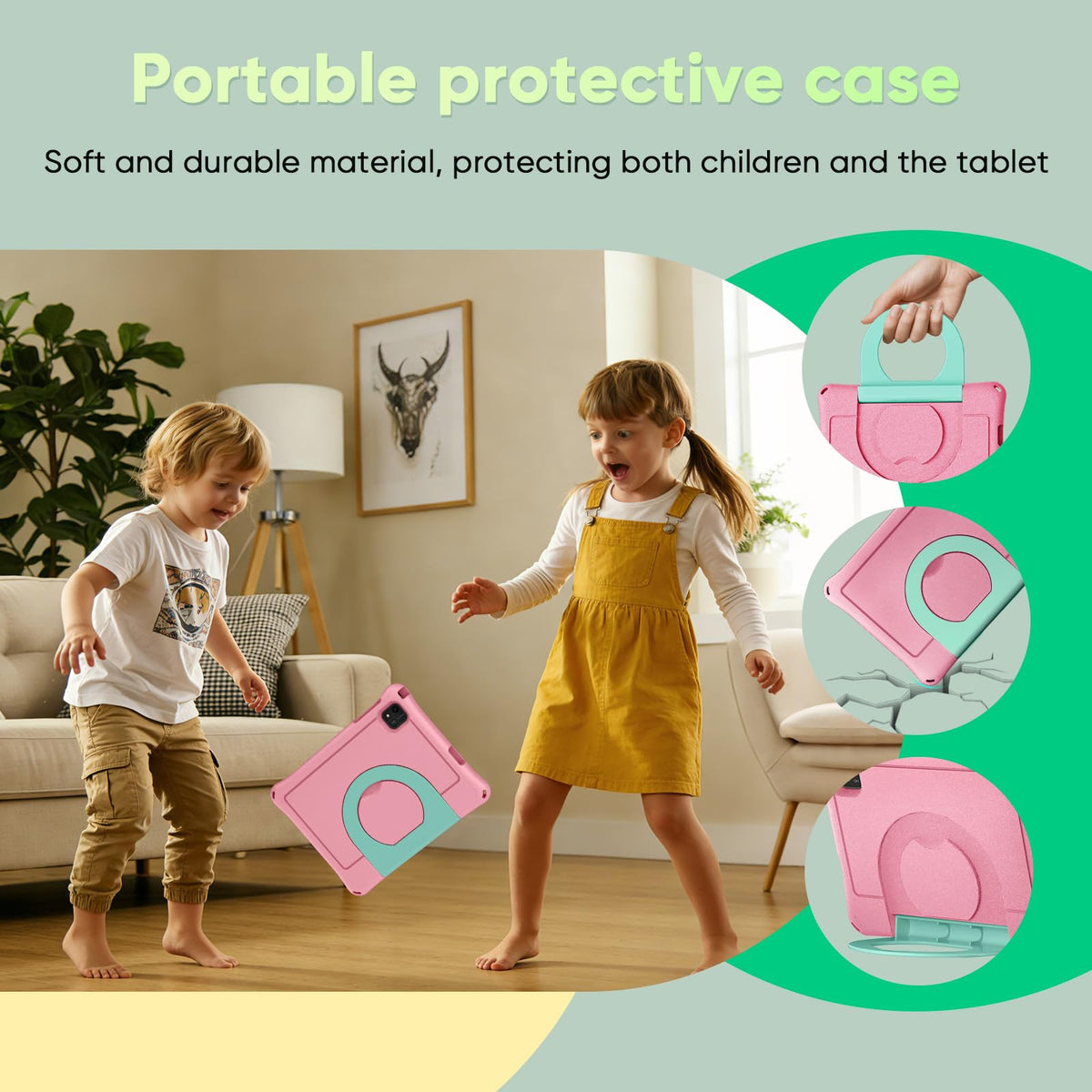 Kids Tablet 10 inch Octa-Core 30GB RAM 64GB ROM with Case Keyboard Mouse Stylus Pink A395621