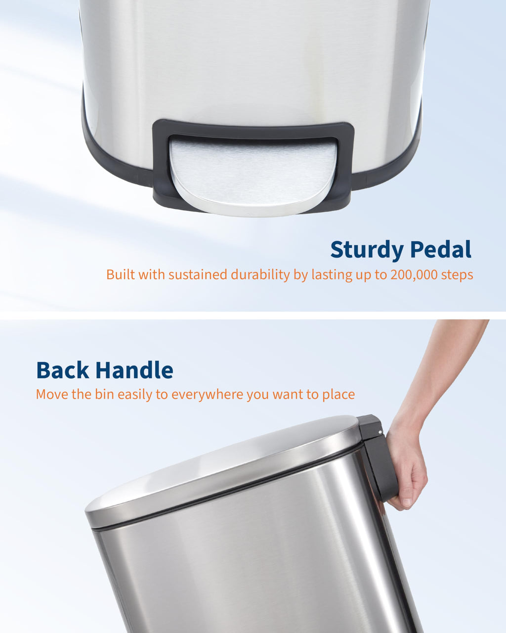 50L Stainless Steel Step Trash Can with Lid C6828