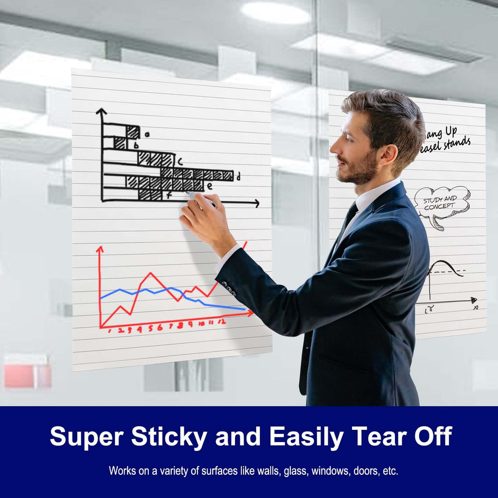 Lined Sticky Easel Pad, 25 x 30 In Flip Chart, 30 Sheets/Pad, 10 Pads I8750