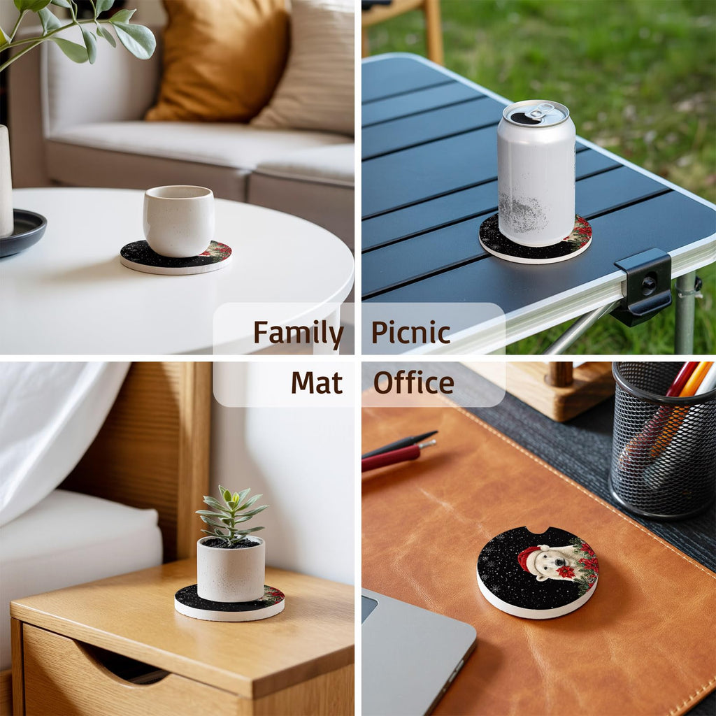 Absorbent Ceramic Stone Car Coasters Set of 2 V678412