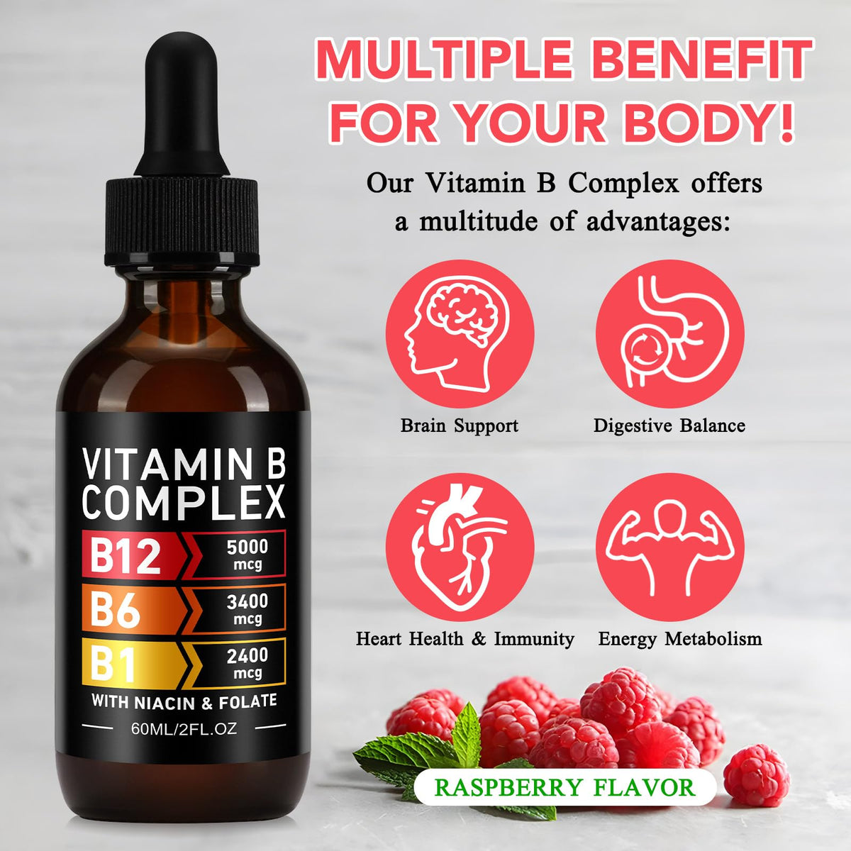Vitamin B12 Complex Drops 5000mcg 2 Packs N6141