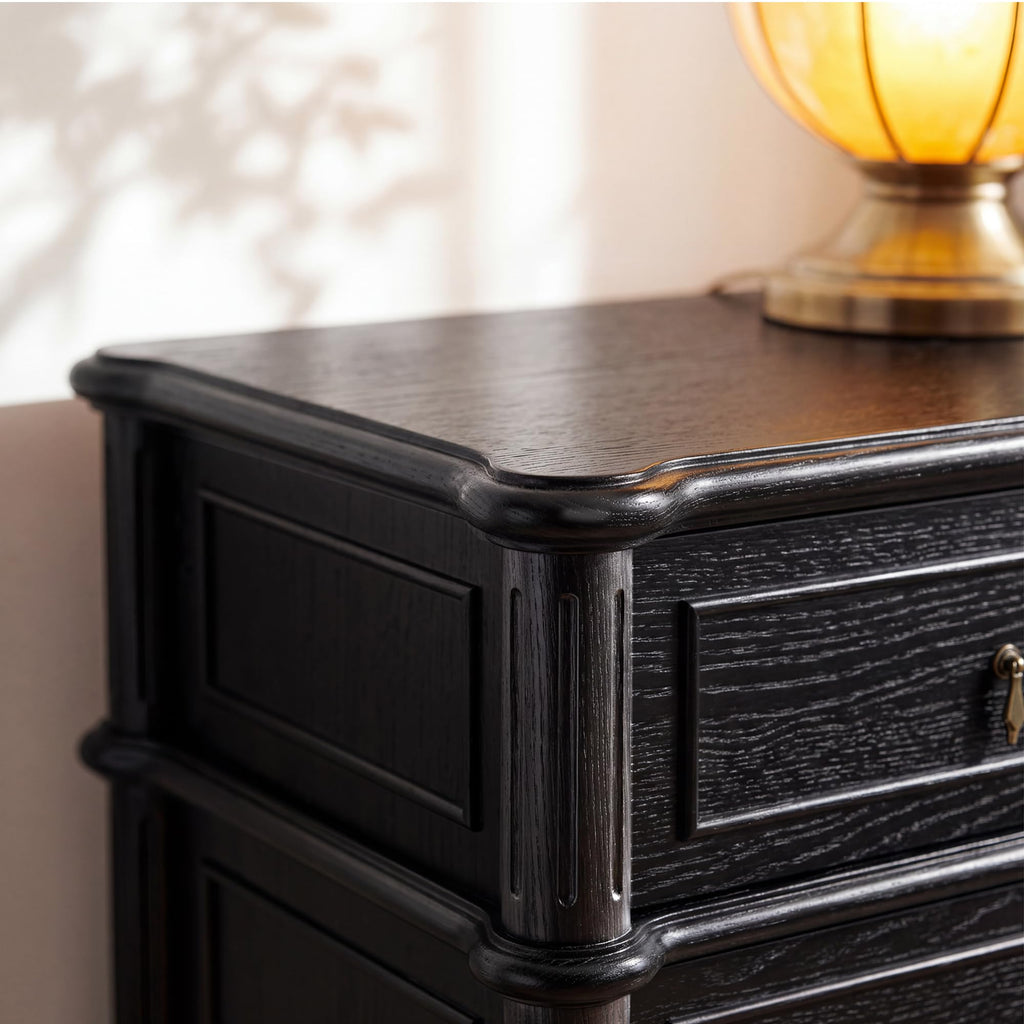 63" 9-Drawer Wood Dresser with Power Outlet, Black I359584