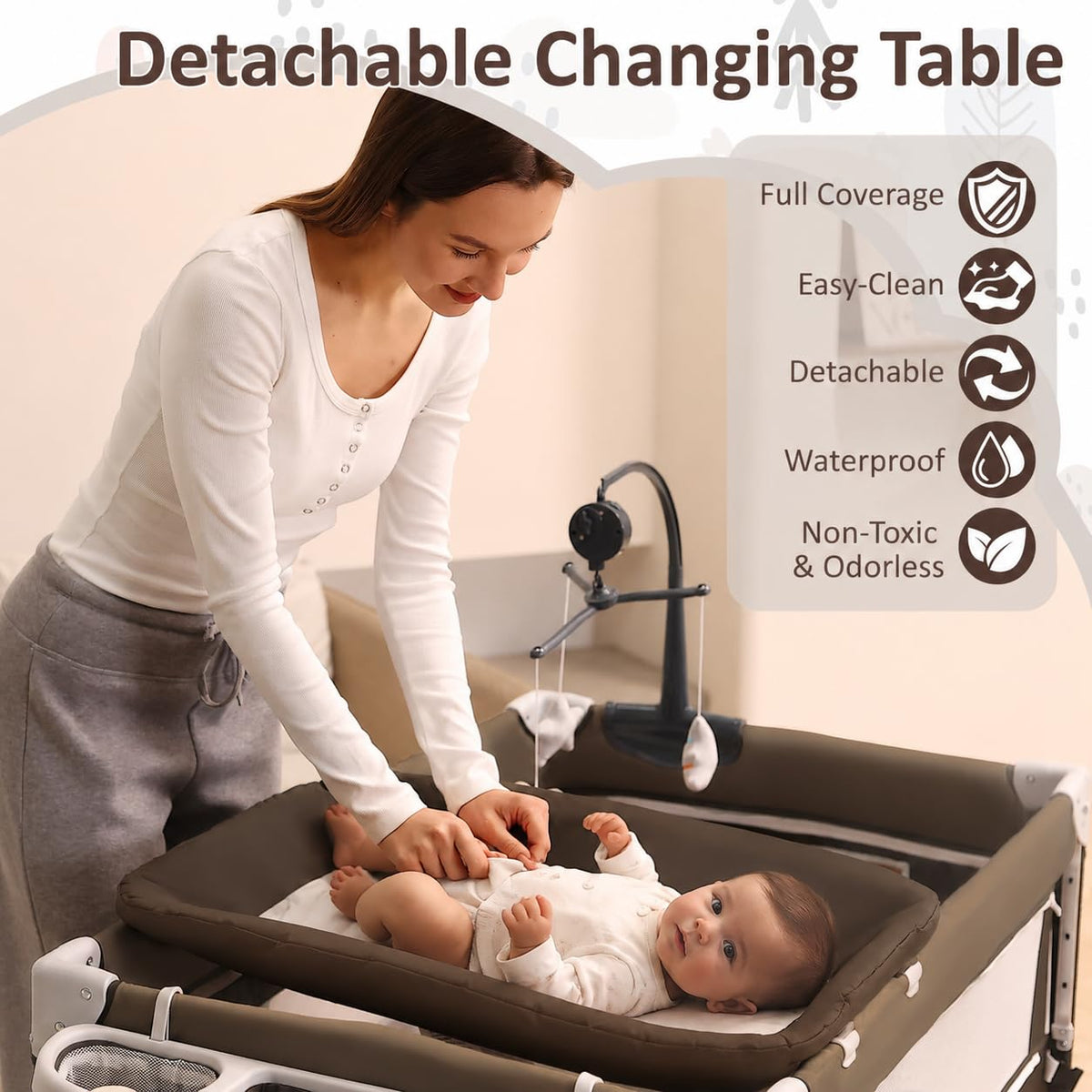 5-in-1 Baby Bassinet Bedside Sleeper J81617