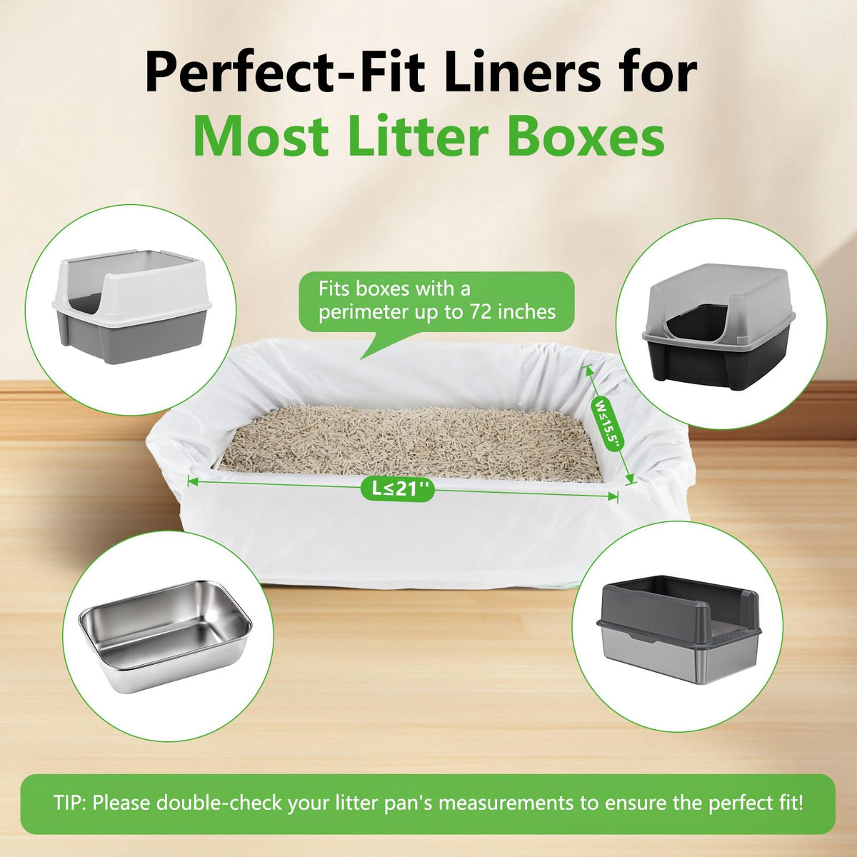 40 Count Cat Litter Box Liners with Drawstring I1268