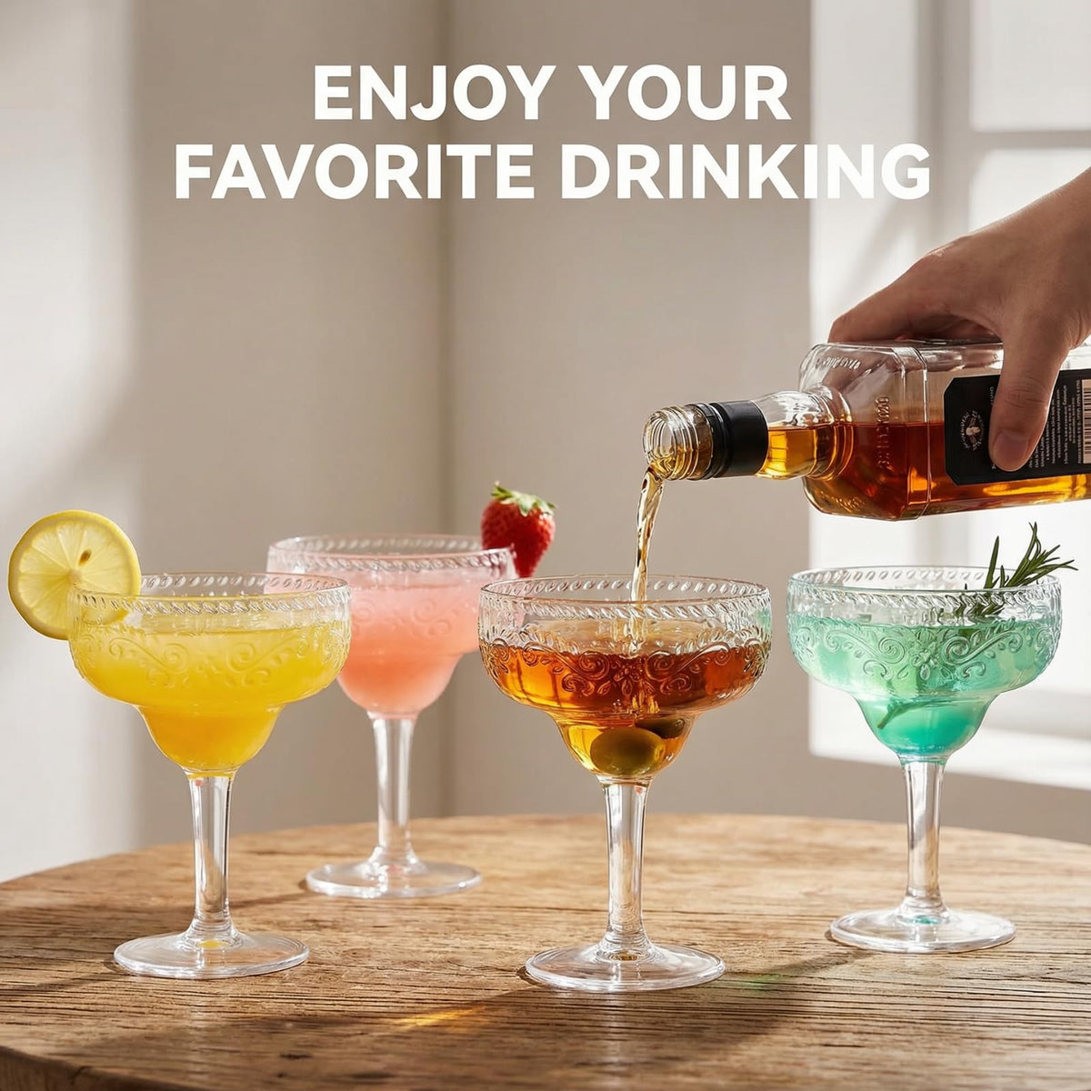 6 Pack 16oz Clear Acrylic Margarita Glasses R672