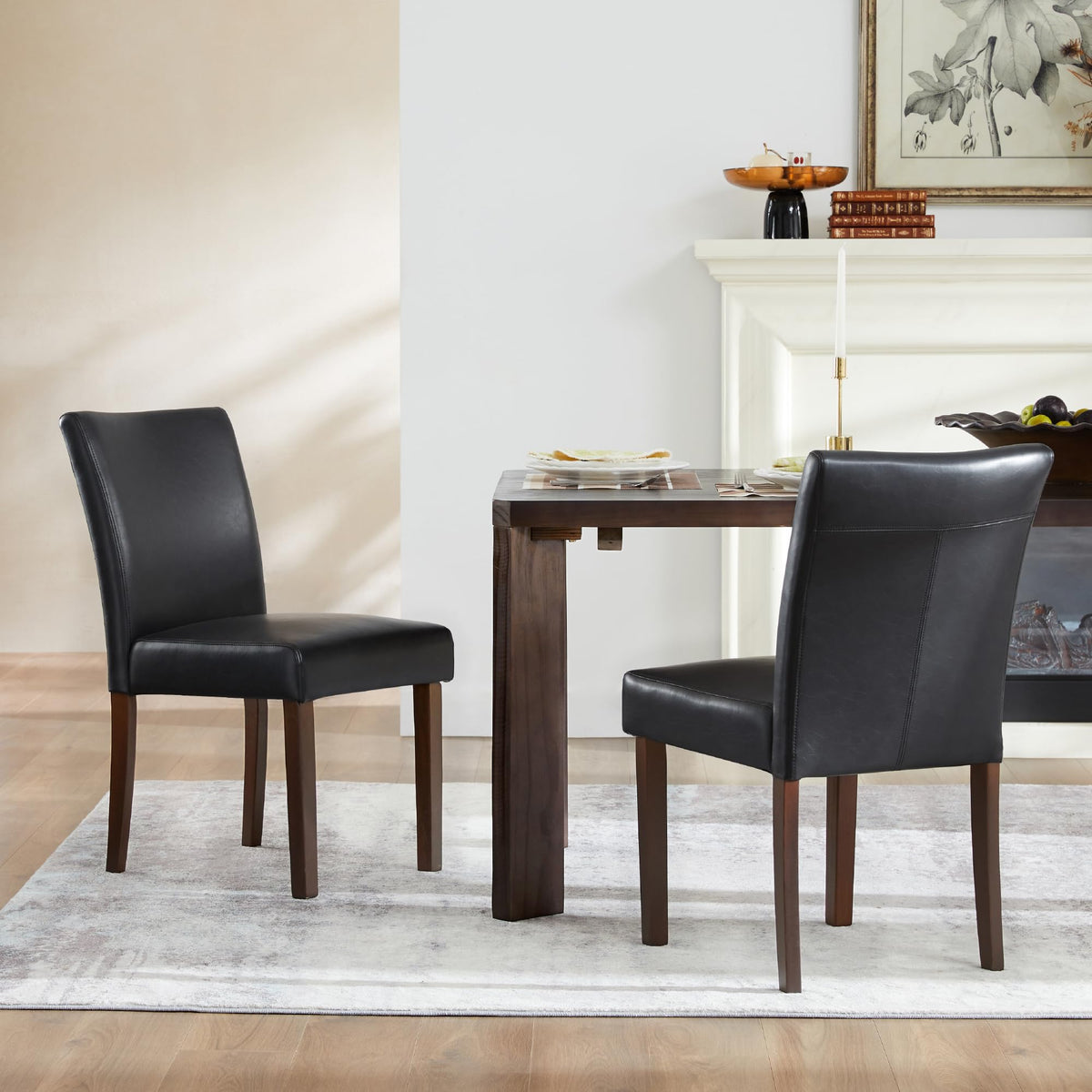 Black Faux Leather Upholstered Dining Chairs Set of 4 O660409