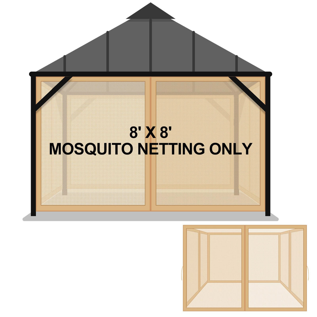 8x8 ft 4 Panel Gazebo Mosquito Netting I185030