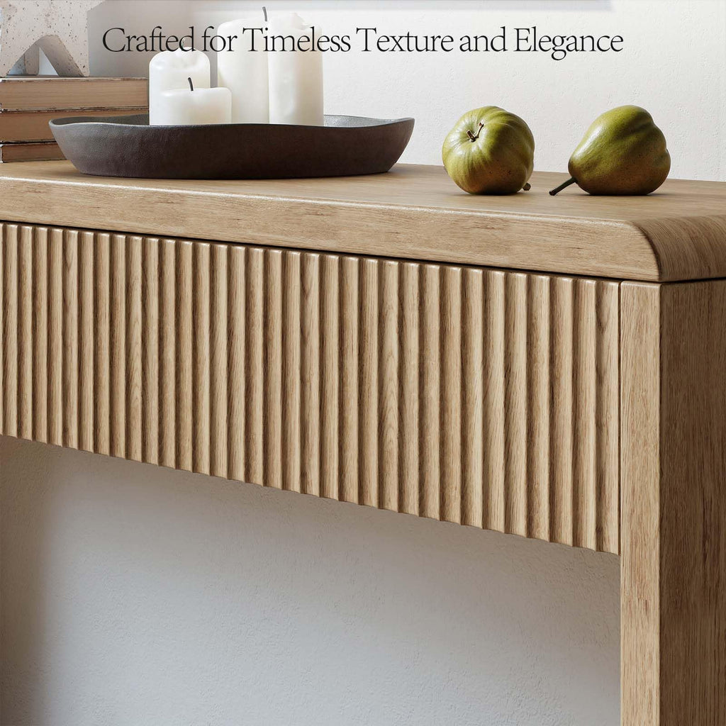 59'' Oak Console Table with Drawers E931