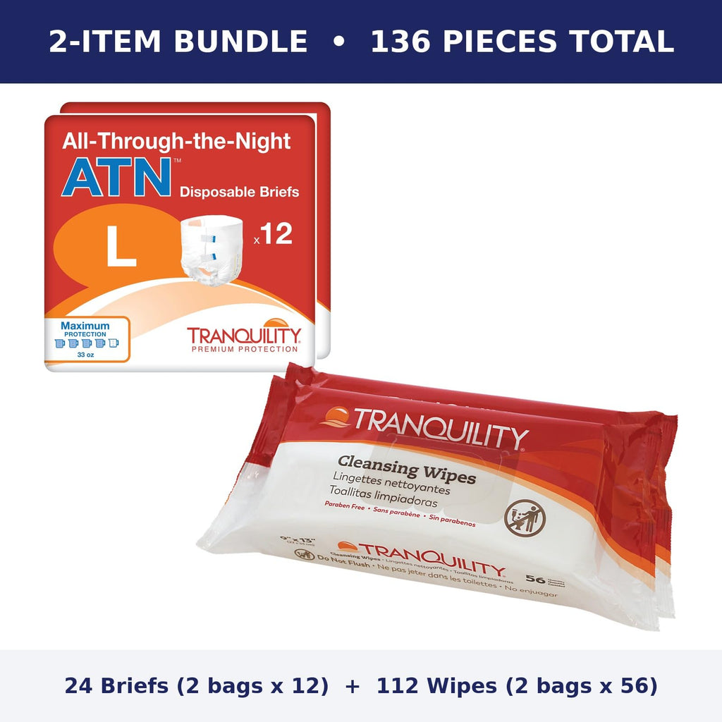 Large Briefs Starter Pack, 2 Bags + Cleansing Wipes I2543