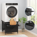 29" Black Metal Washer and Dryer Pedestal with Drawer O604