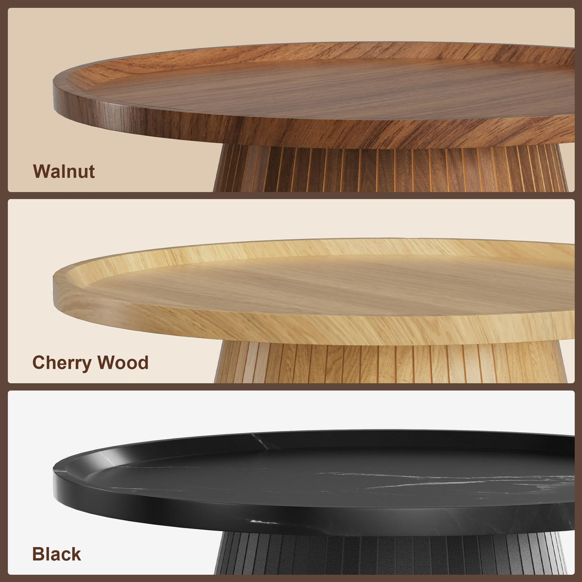 Coffee Table Set of 2 Fluted Drum H403459