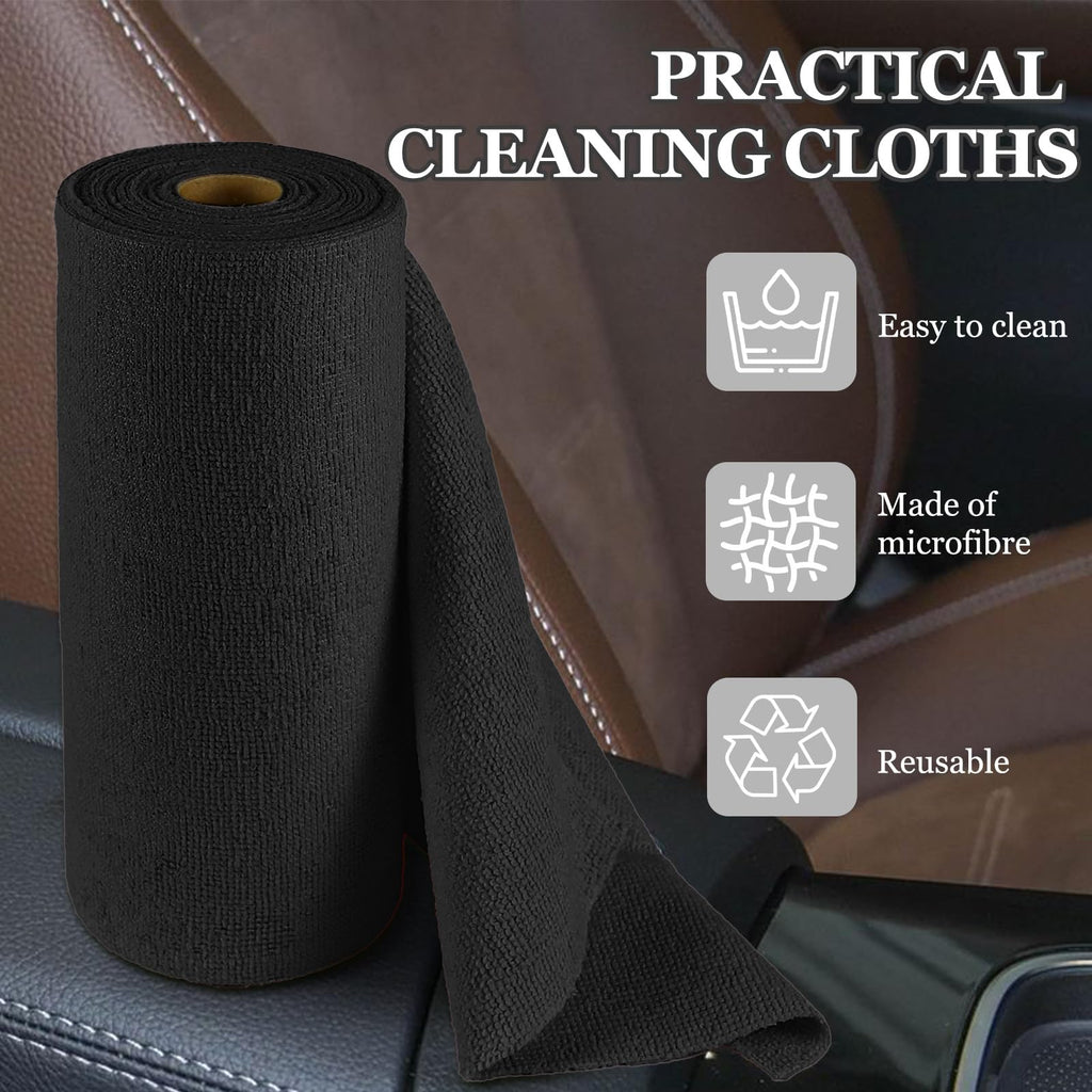 50PCS Microfiber Cleaning Cloth Roll, 10"×10" Black I20112
