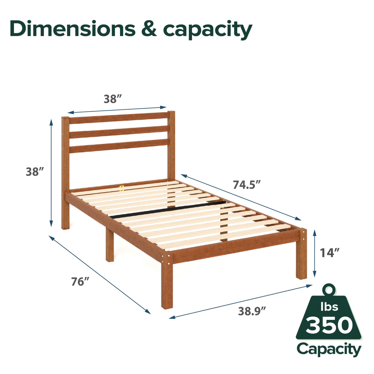 Twin Bamboo Platform Bed Frame with Headboard L178986