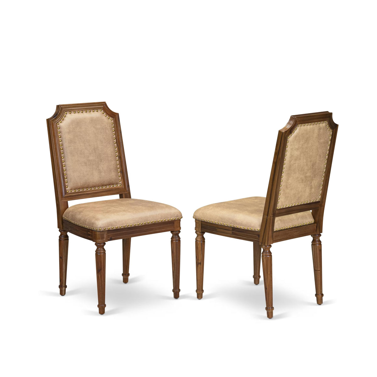 9 Piece Kitchen Table Set with 8 Beige Polyester Fabric Chairs W73400
