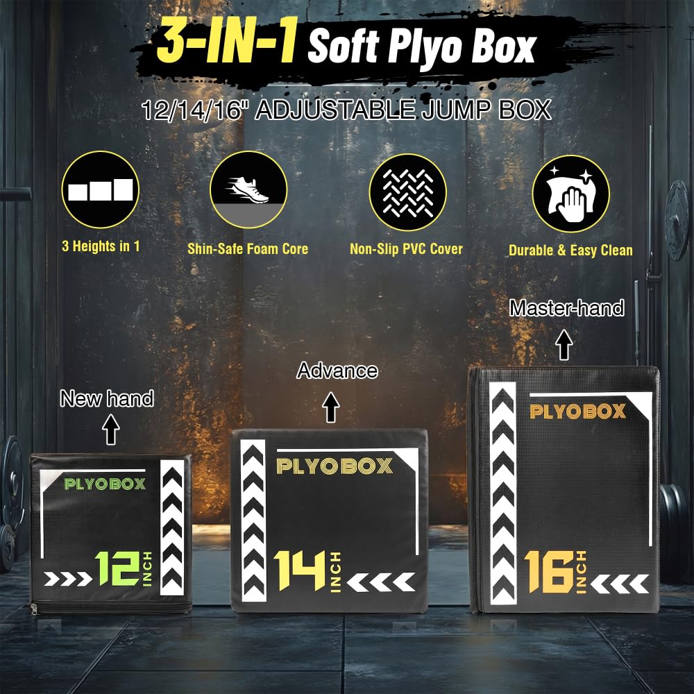 12/14/16 Inch 3-in-1 Plyometric Jump Box W687