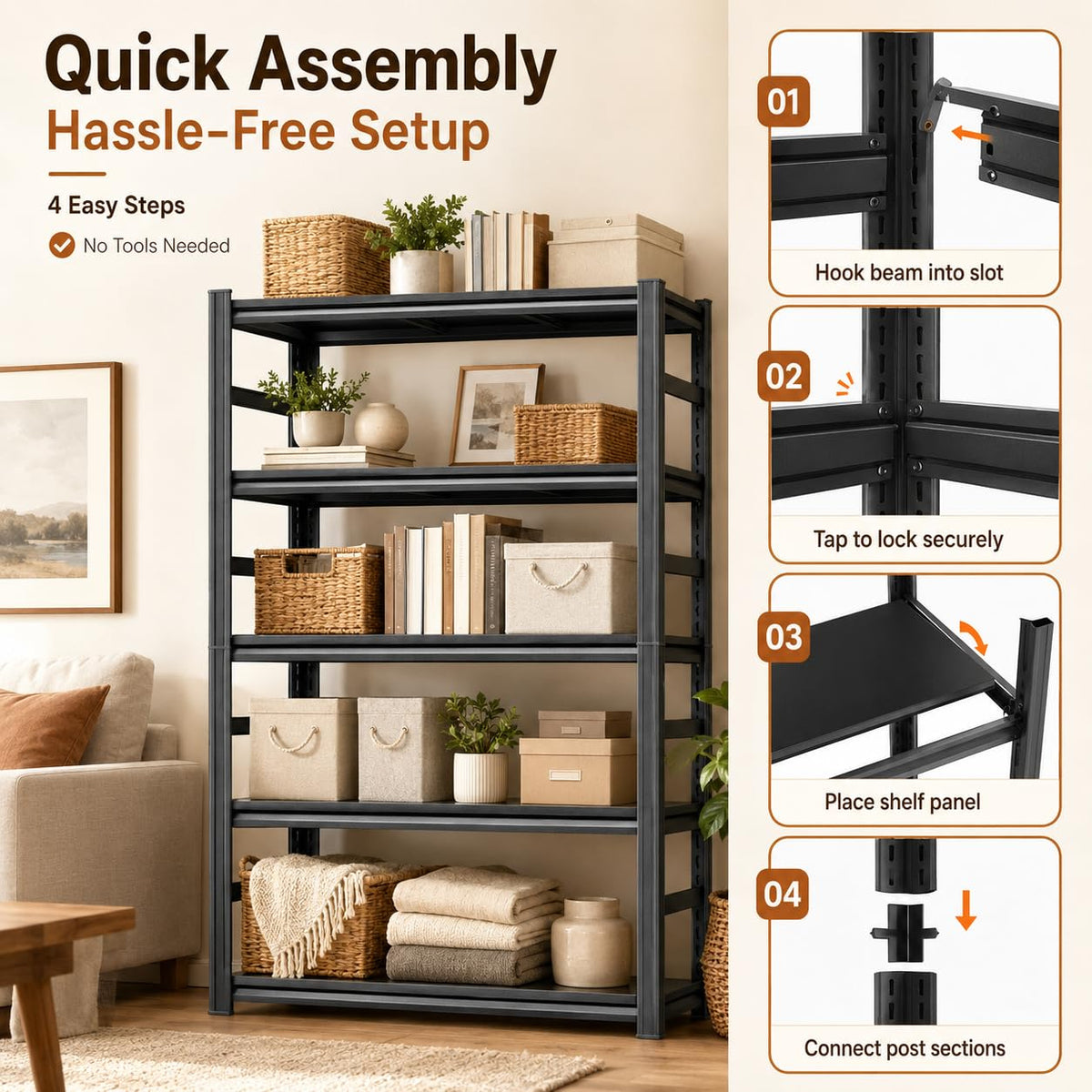 Heavy Duty Wood 5 Tier Bookshelf H736679