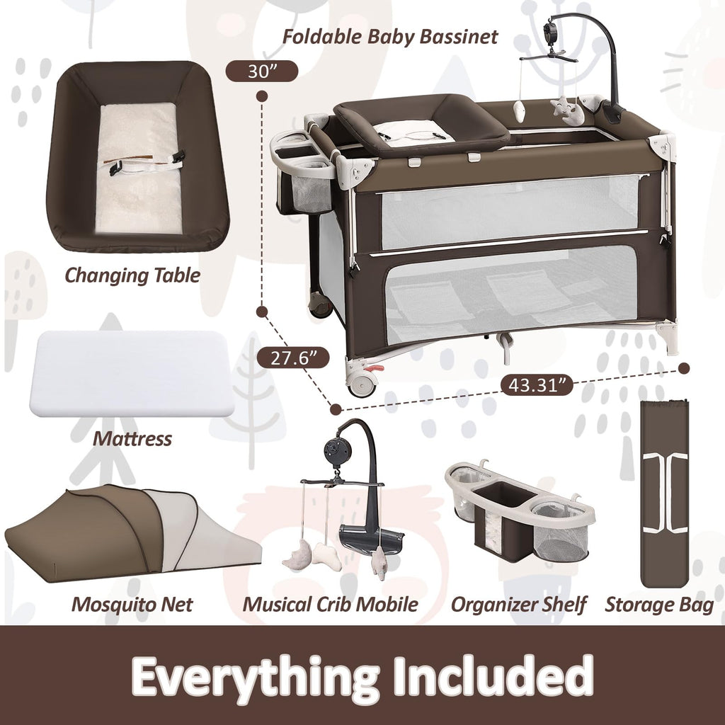 5-in-1 Baby Bassinet Bedside Sleeper J81617