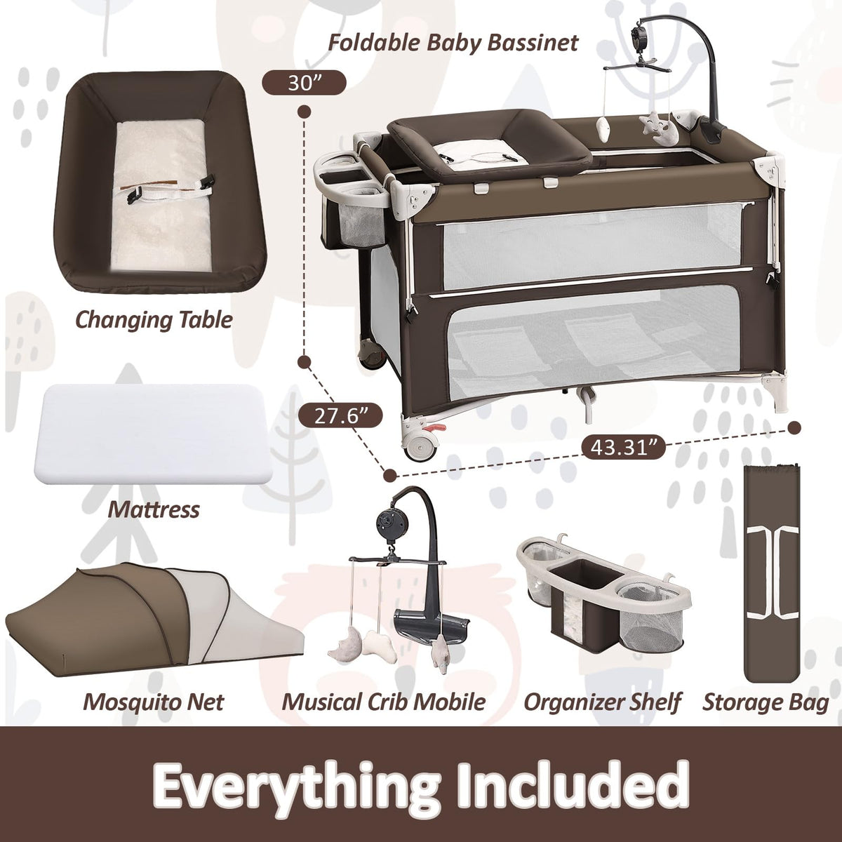 5-in-1 Baby Bassinet Bedside Sleeper J81617