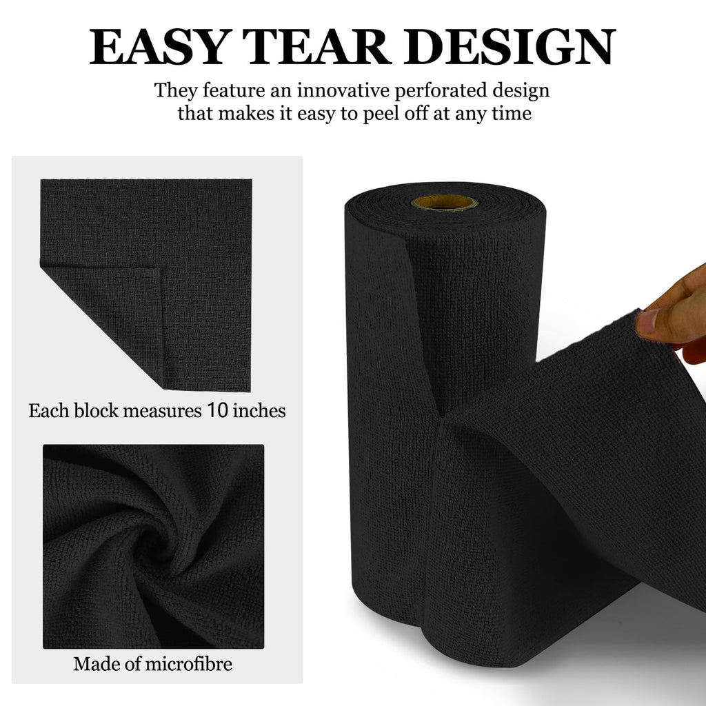 50PCS Microfiber Cleaning Cloth Roll, 10"×10" Black I20112