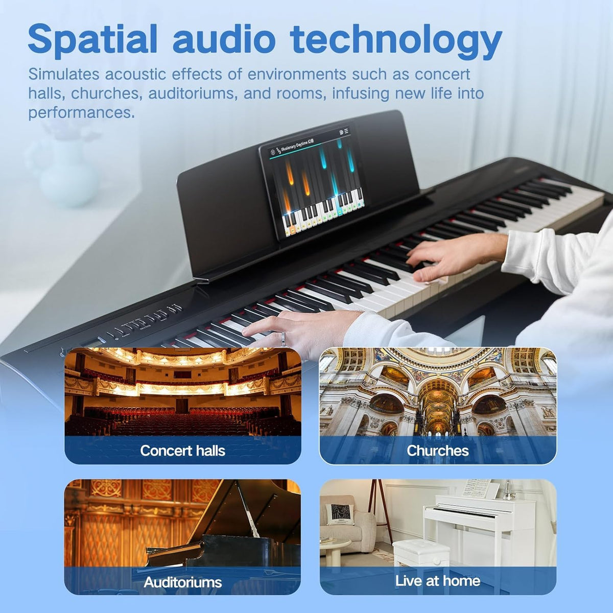 88 Key Weighted Digital Piano Keyboard with Bluetooth MIDI A1621