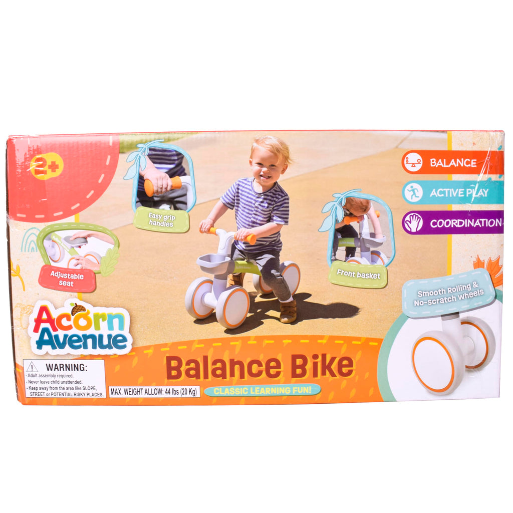 12-24 Month 4 Wheels Adjustable Seat Baby Balance Bike with Storage Basket R856