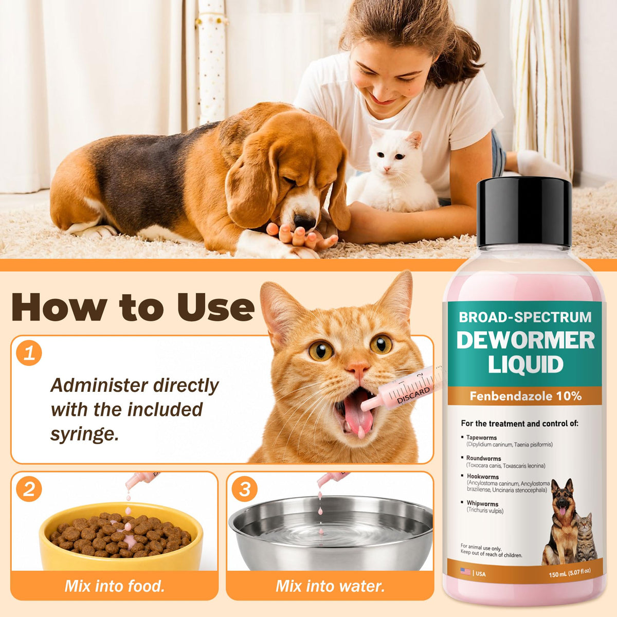 Fenbendazole Liquid 10% Dewormer 150ml M121155
