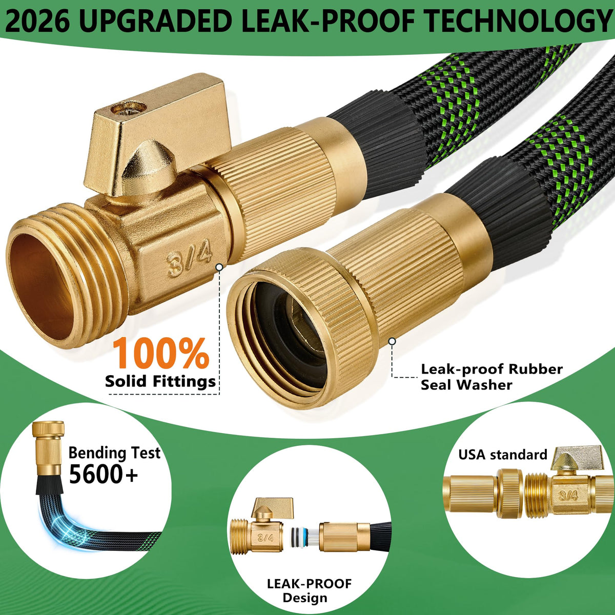 100 ft Lightweight Flexible Garden Hose with 10-Function Nozzle K124663