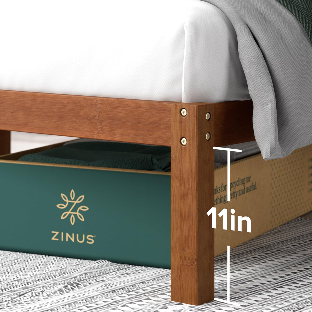 Twin Bamboo Platform Bed Frame with Headboard L178986