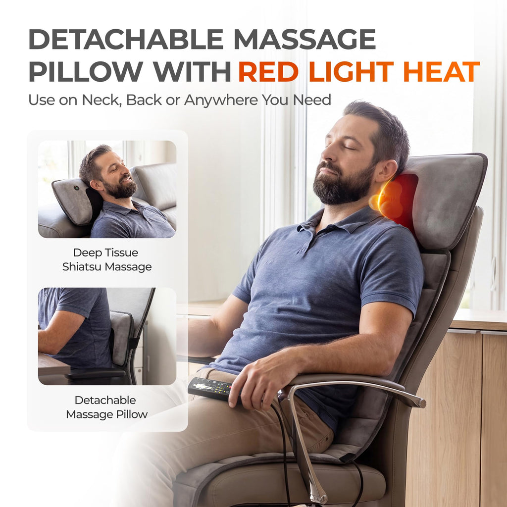 Grey Foldable Heated Full Body Massage Mat with 3D Neck Massager B388516