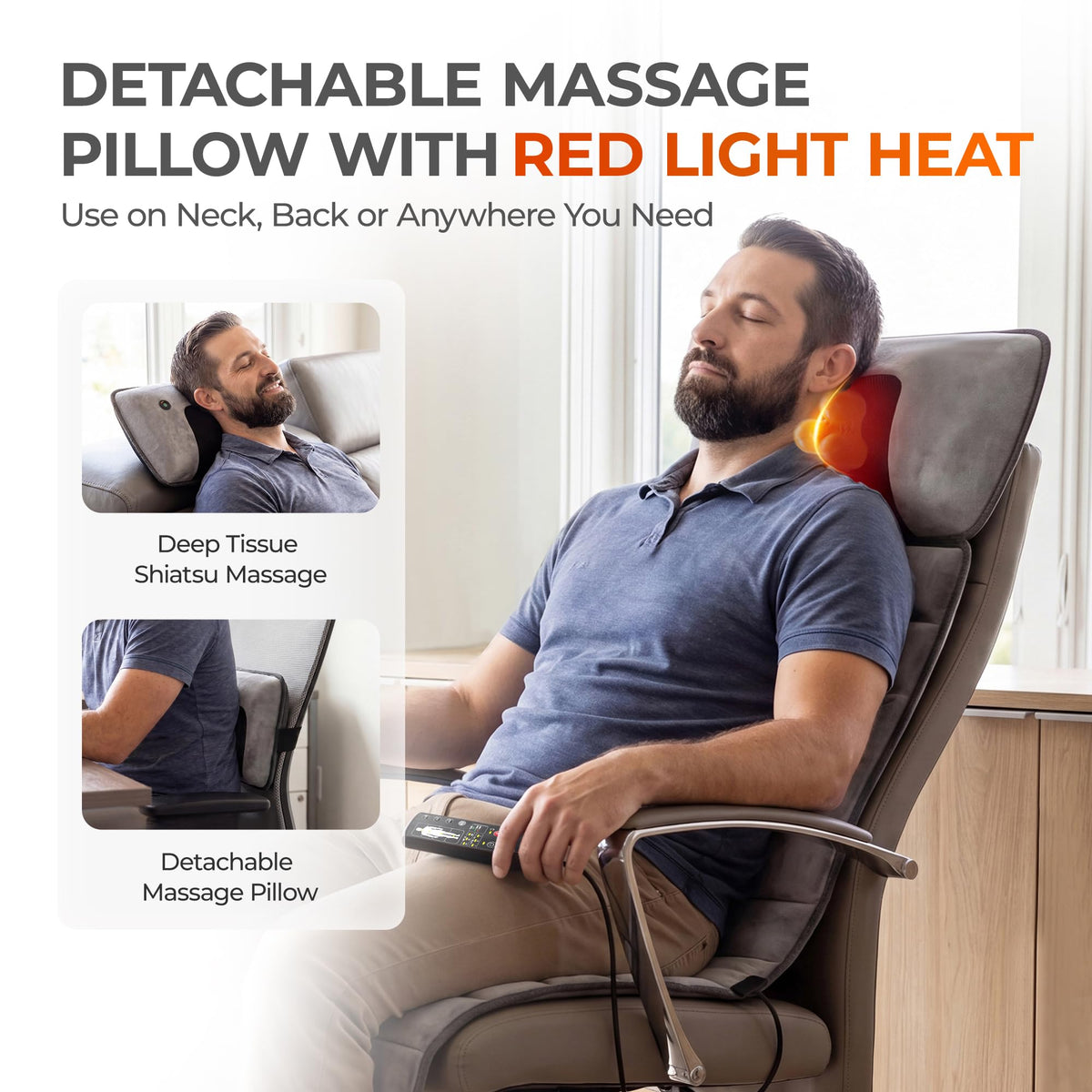 Grey Foldable Heated Full Body Massage Mat with 3D Neck Massager B388516