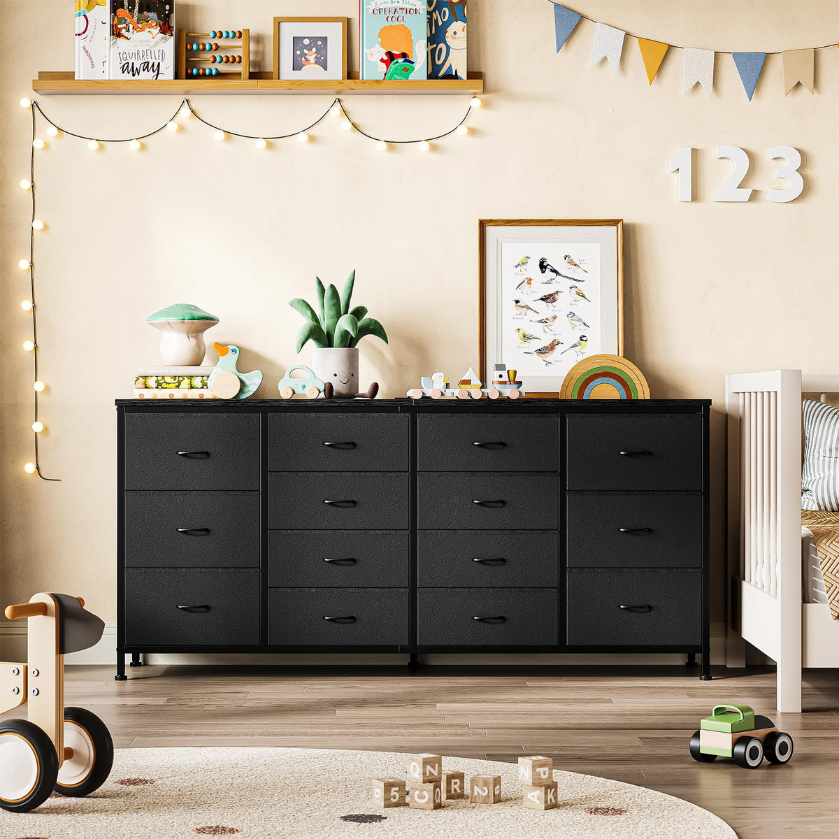 Black 14 Drawer Dresser TV Stand V533485