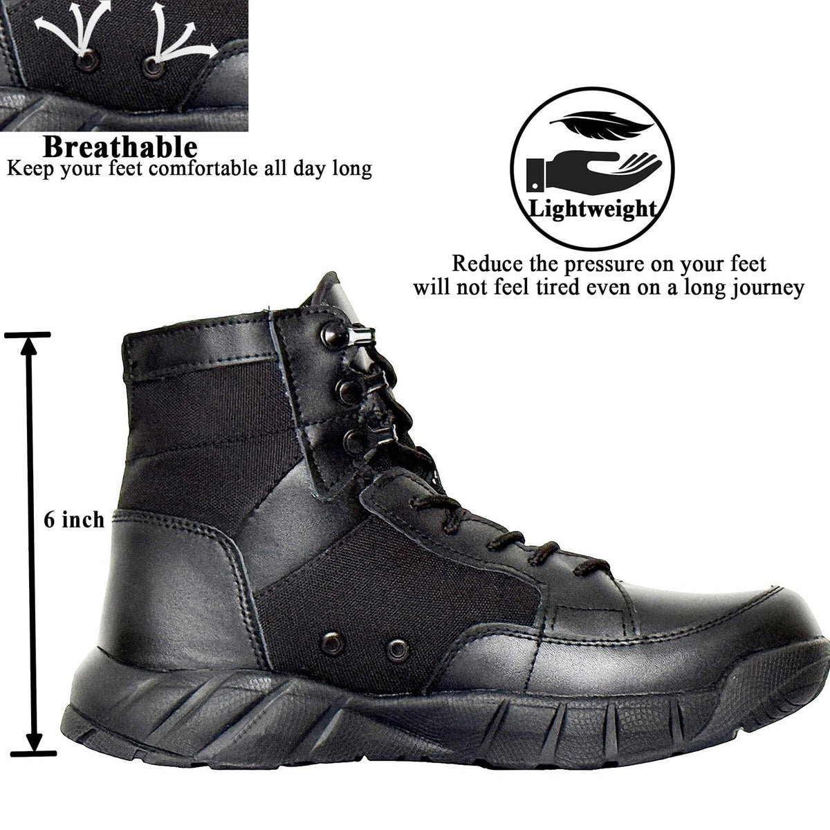 6 Inch Lightweight Tactical Combat Boots Coyote Military Hiking Shoes E109113