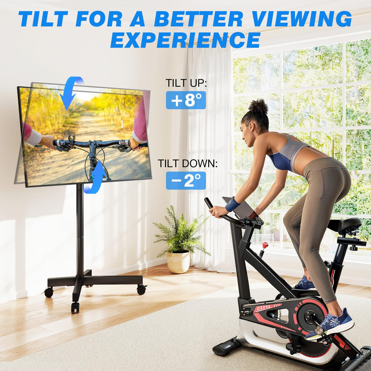 Mobile TV Cart Rolling TV Stand for 23-65 Inch Screens D856293