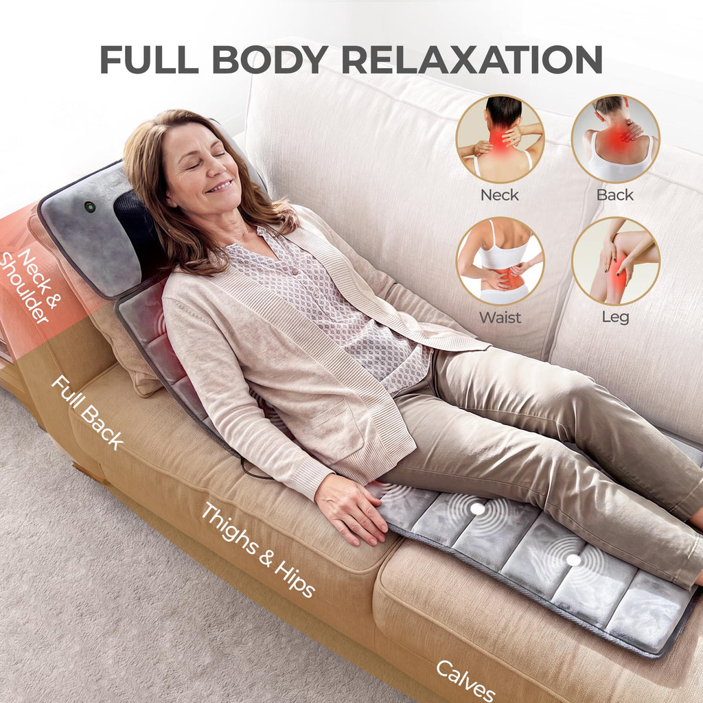 Grey Foldable Heated Full Body Massage Mat with 3D Neck Massager B388516