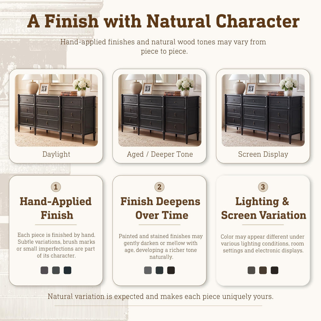 63" 9-Drawer Wood Dresser with Power Outlet, Black I359584