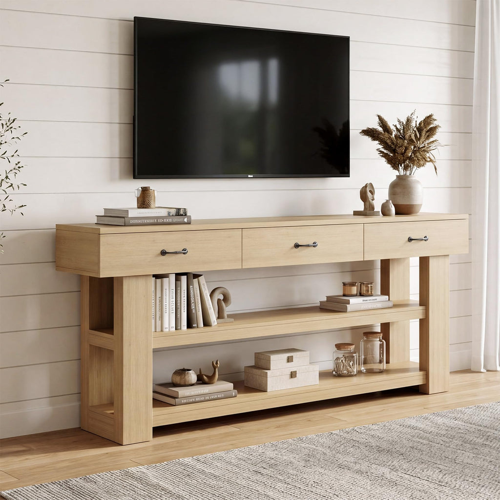 Oak Console Table with Drawers I690