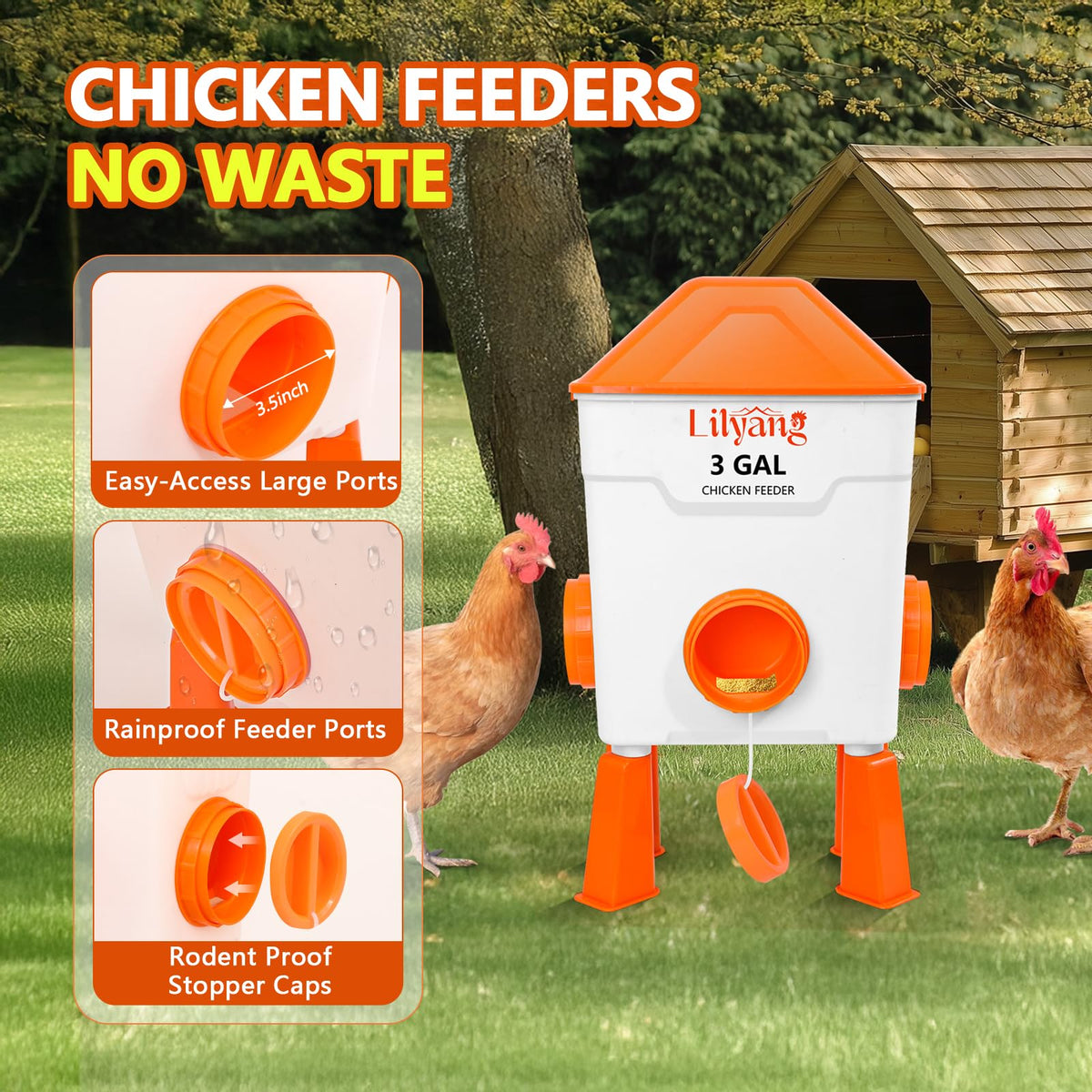 3 Gallon Automatic Chicken Waterer & Feeder Set U51491