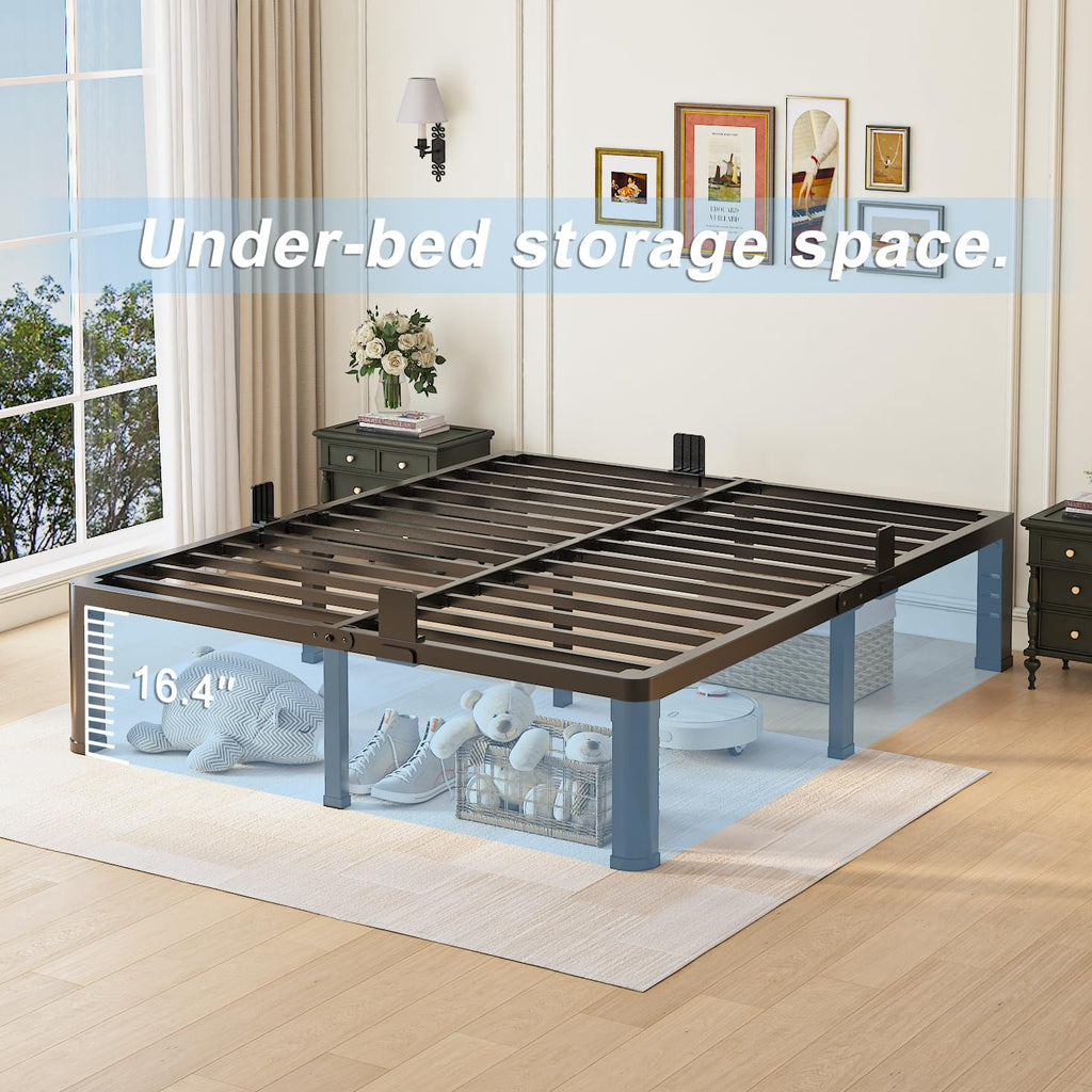 Queen Bed Frame with Headboard Hole and Steel Slats Support U20708