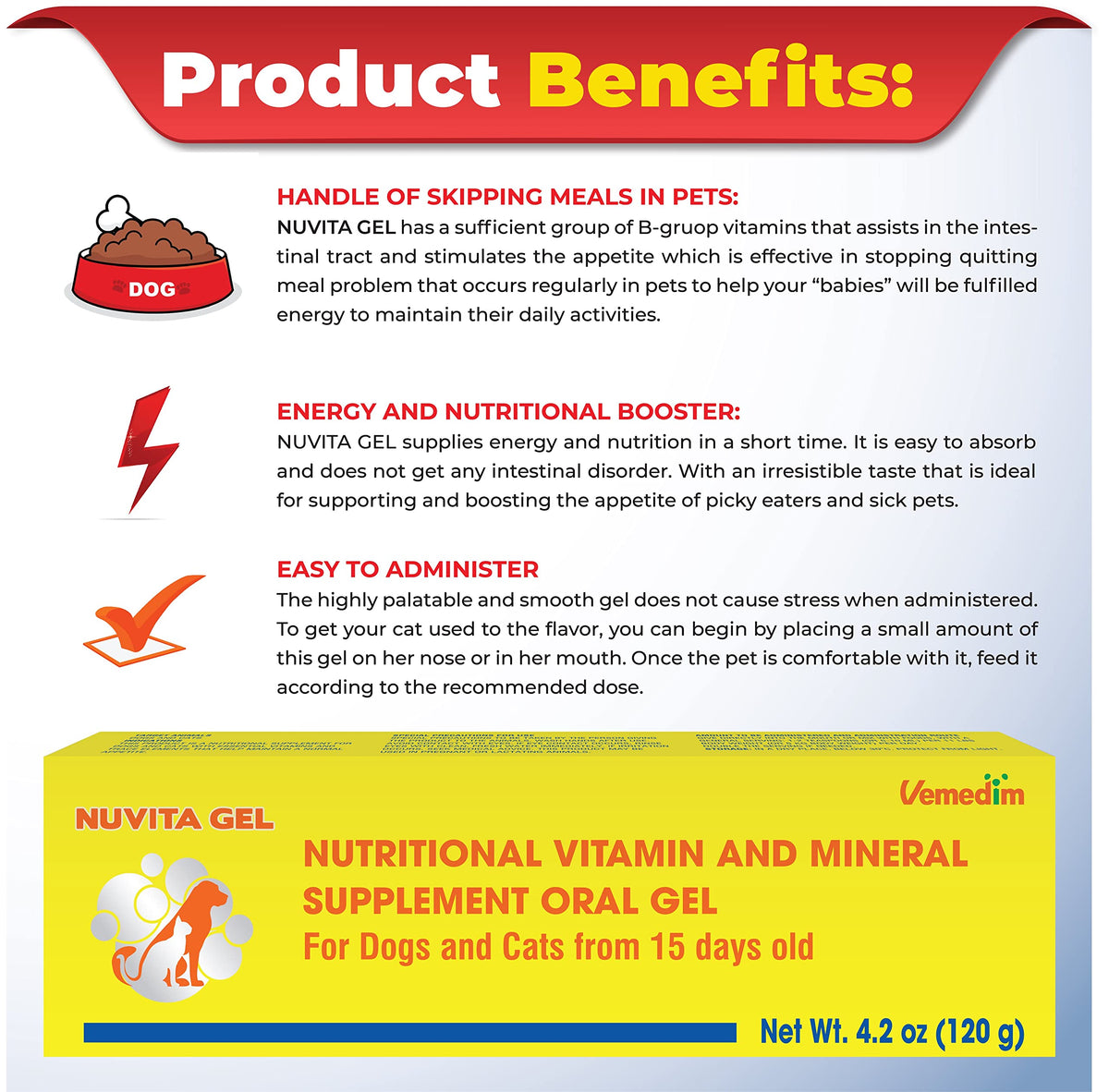 Nutritional Vitamin Gel for Dogs and Cats 4.2 oz D644413