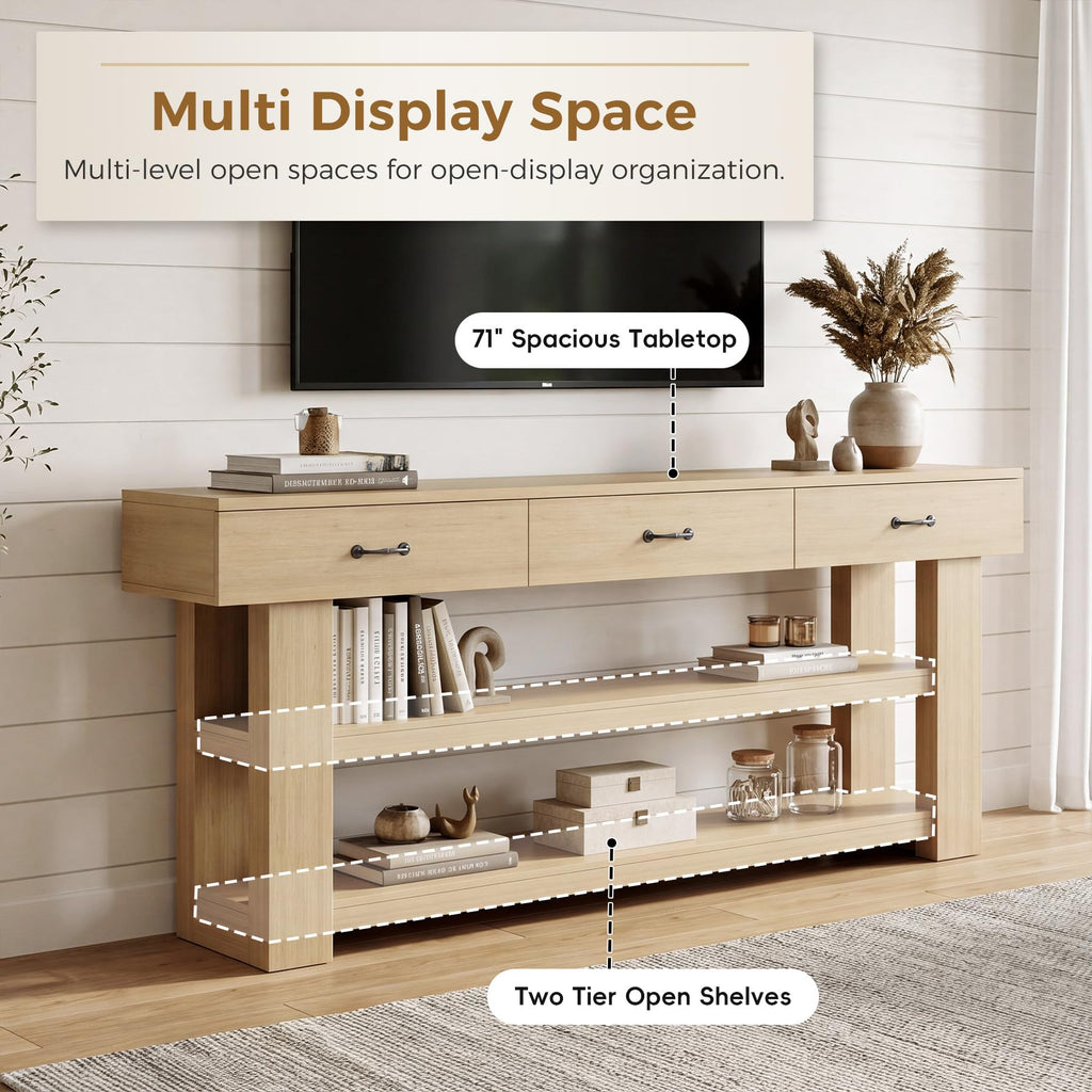 Oak Console Table with Drawers I690