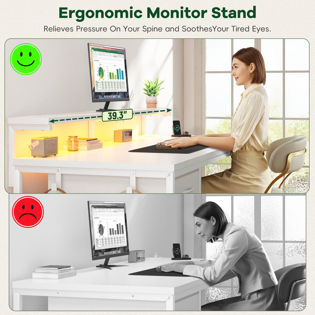 White Computer Desk with Power Outlet S173765