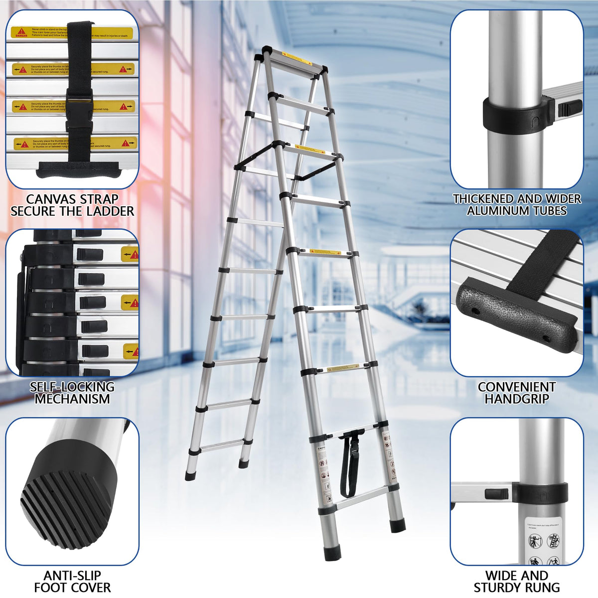 8.53 FT Aluminum Telescoping Ladder S12497