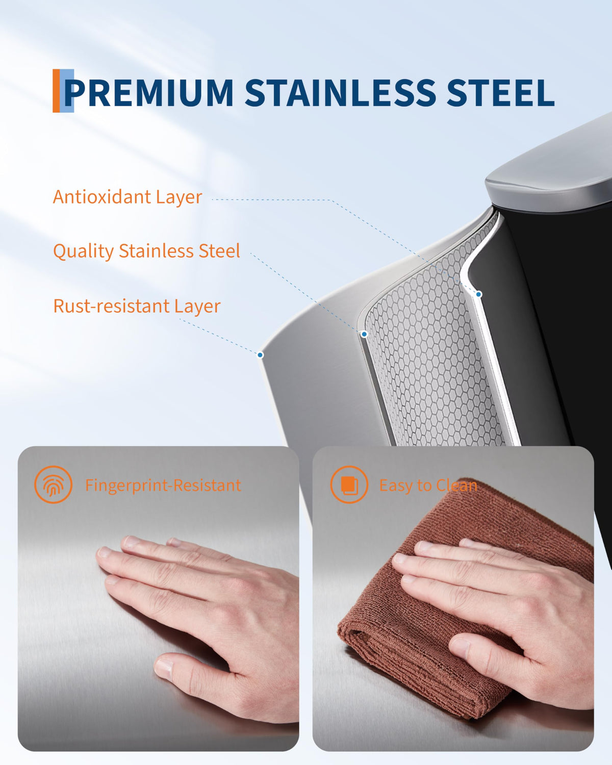 50L Stainless Steel Step Trash Can with Lid C6828