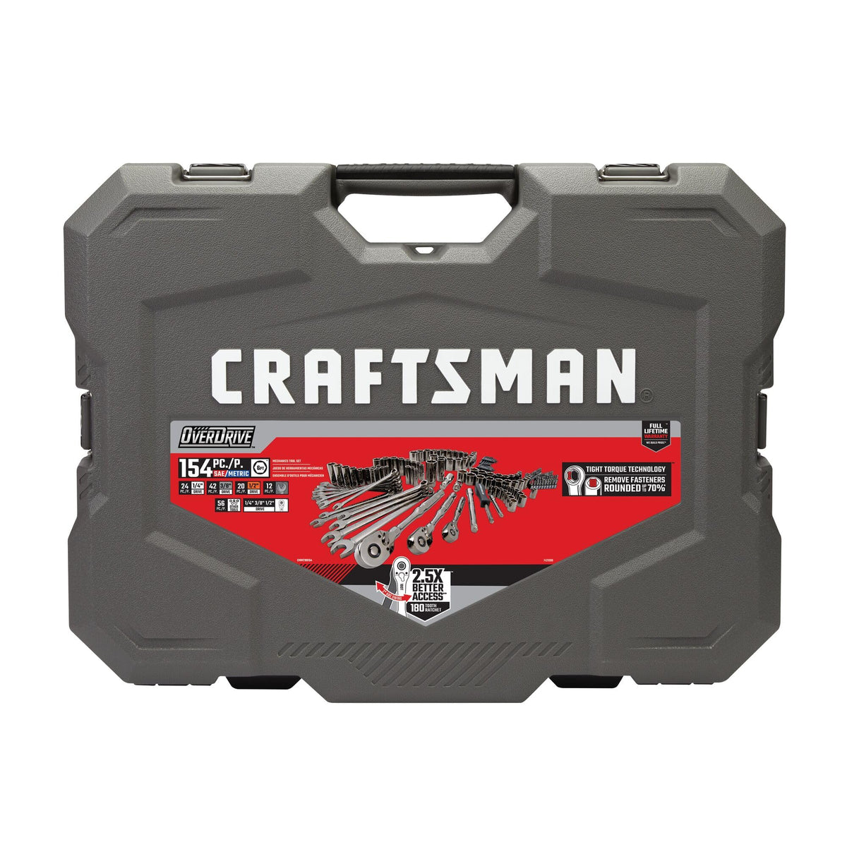 154-Piece Gunmetal Chrome Mechanics Tool Set with Hard Case R99908