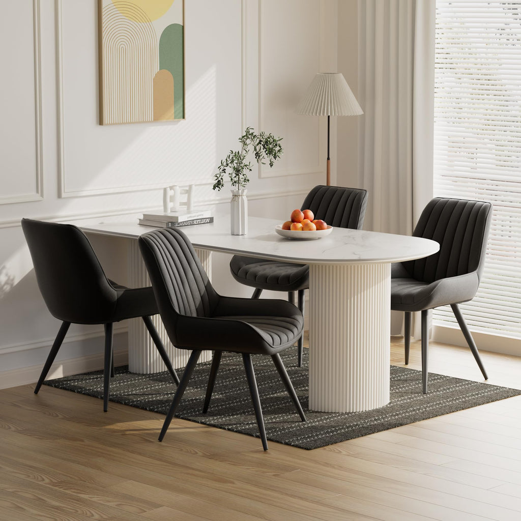 Black Faux Leather Upholstered Dining Chairs Set of 6 J50327
