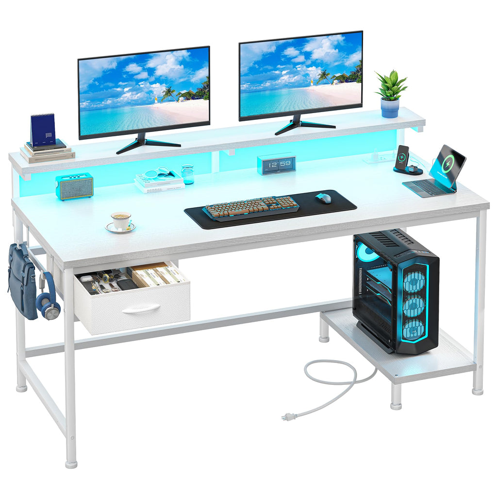 White Computer Desk with Power Outlet S173765