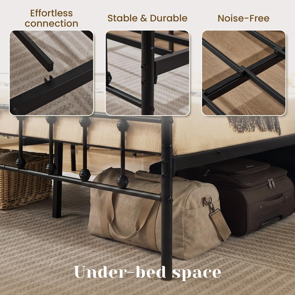 Full Metal Platform Bed Frame with Headboard and Footboard T698